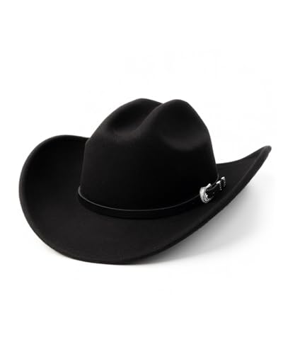 Zylioo S/M/L/XL/XXL Filz Cowboyhut für Herren Damen,Fedorahut mit breiter Krempe,Winter Klassischer Trilby Hut Panamahut mit Gürtelschnalle