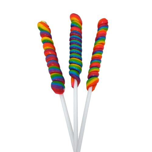 Rainbow Swirl Lollipop Suckers (30 pops) Fruit Flavored and Individually Wrapped Candy (Dulce Tortugita Brand)