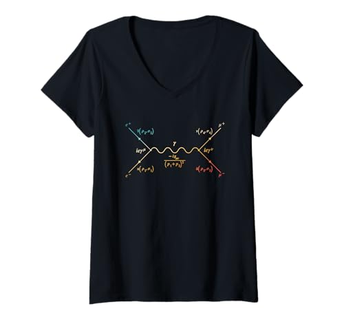 Womens Feynman Diagram Quantum Physics Science Teacher Student V-Neck T-Shirt