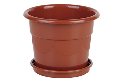 Cofan Maceta Modelo Dalia | Color marrón | Dimensiones 23.5 x 20 cm + Plato 20 cm | Venta unitaria