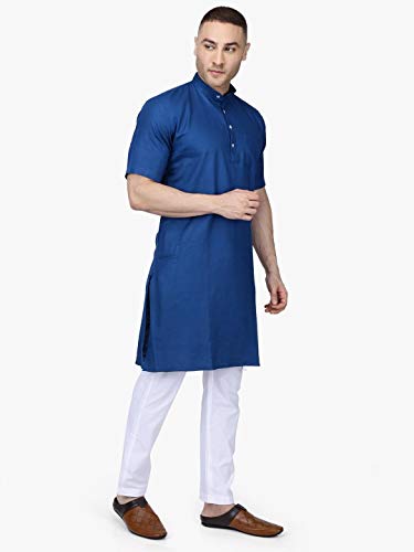 Image of Rajubhai Hargovindas Men's Premium Cotton Half Sleeve Solid Kurta