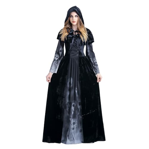 Robe squelette gothique Halloween pour femme coupe ample