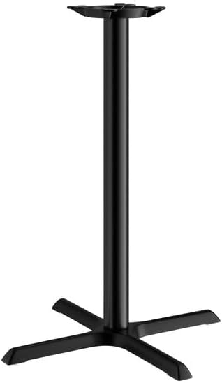 Cast Iron Bar Height Table Base, Black Powder-Coated, 30 x 30 Inch Cross Base, 3 Inch Column, Indoor Commercial