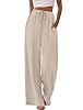 Sampeel Linen Pants Women Wide Leg Palazzo Pants Flowy Casual Summer Outfits Cruise 2026 Fashion Beach Vacation Clothes Spring Drawstring Elastic Waist Trouser Khaki S #1