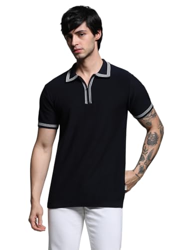 Image of Jack & Jones Men Cotton Solid Slim Fit Polo T-Shirt