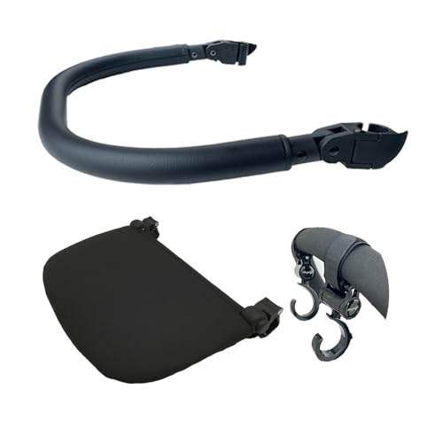 Image of Feliliber 3 pcs/Set Stroller Accessories PU Leather Armrest, Leg Rest Board and Hook Compatible with Babyzen YOYO 2 and YOYO Stroller (Black)