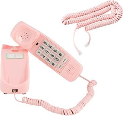 Teléfono fijo iSoHo Phones rosa con cable en espiral bundle