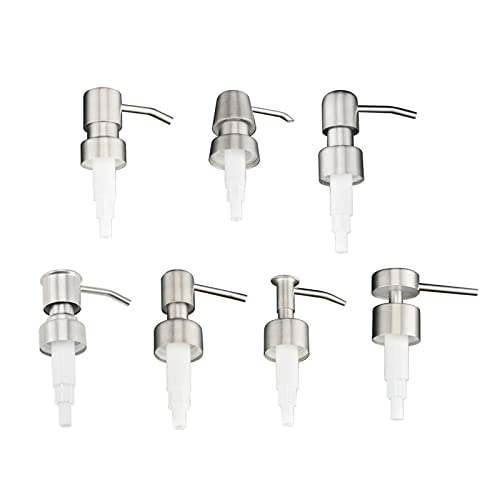 Image of Universal Stainless Steel Dispenser Head Electroplated Brushed Nozzle Replacements For Bathroom And Kitchen Liquid Soaps Fits 25mm Bottle Mouth