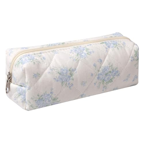OZAOZ Pencil Case Office College School Storage Bag Pouch Holder Box Organizer Makeup Pouch Cosmetic Bag Aesthetic Cute Pen Case for Girls Boys Kids (Blue rose)