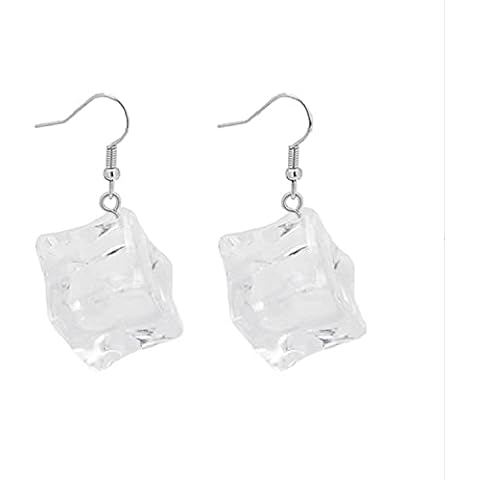 YUNXI Creative Transparent Ice Cubes Dangle Earrings Acrylic Irregular Simple Funny Hot Summer Jewelry for Women (Short Design) Cover