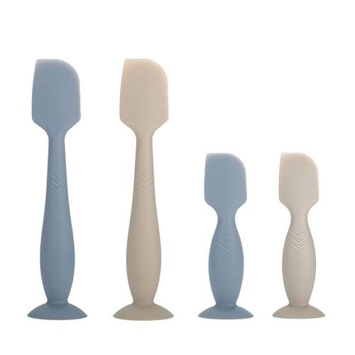 Image of Baby Diaper Cream Spatula Applicator, 4 Pack Butt Paste Spatula Diaper Cream Brush for Newborn Baby, 2 Large and 2 Mini Sizes (Dark blue, gray)