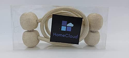 Image of Home Cloud Magnetic Curtain Tiebacks Curtain Drape Holdbacks Clips Rope Holder Buckles for Home Bedroom Office (1 Pair 2pcs, Beige)