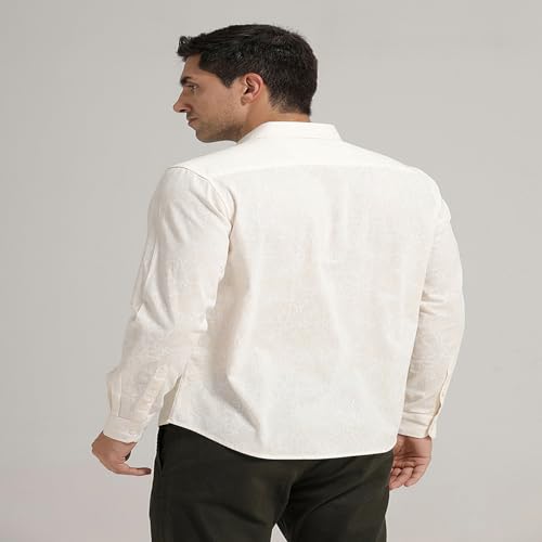 Image of BASICS Cotton-Linen Blended Men's Shirt | Slim Fit | Everyday Smart Casual Wear | Full Sleeve