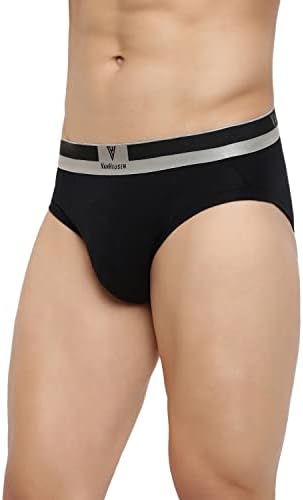 Van Heusen Men Briefs - Pima Cotton Stretch - Colour Fresh, Ultra Soft, Solid_20002_Pure Black_M