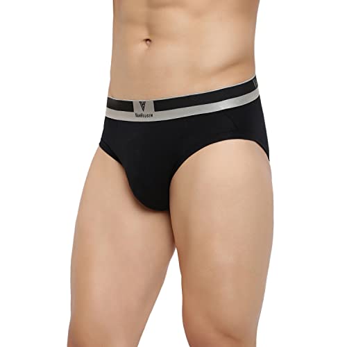 Van Heusen Men Briefs - Pima Cotton Stretch - Colour Fresh, Ultra Soft, Solid_20002_Pure Black_M