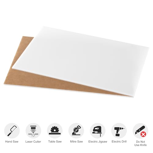 Image of KAITELA White Acrylic Sheet 12 inch x 16 inch x 1 /8 inch Thick (3mm) Cast Plexiglass Panel Plastic Board for Craft Project, Laser Cutting, Engraving, Sign, Pack of 2