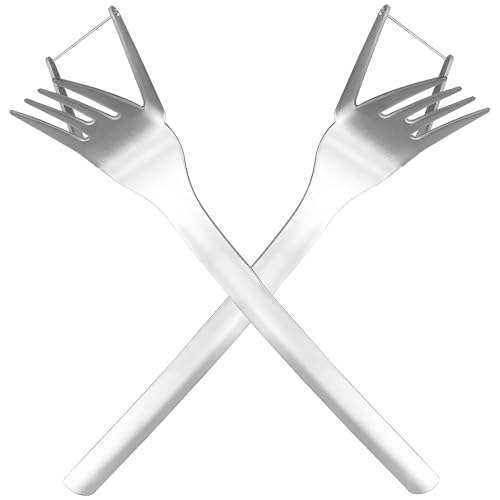 TOYZFRIENDY 2 pezzi Tagliatori Anguria in Acciaio Inossidabile Forchetta da Frutta Multifunzionale per Fette e Cubetti Design Compatto e Leggero per Casa e Campeggio