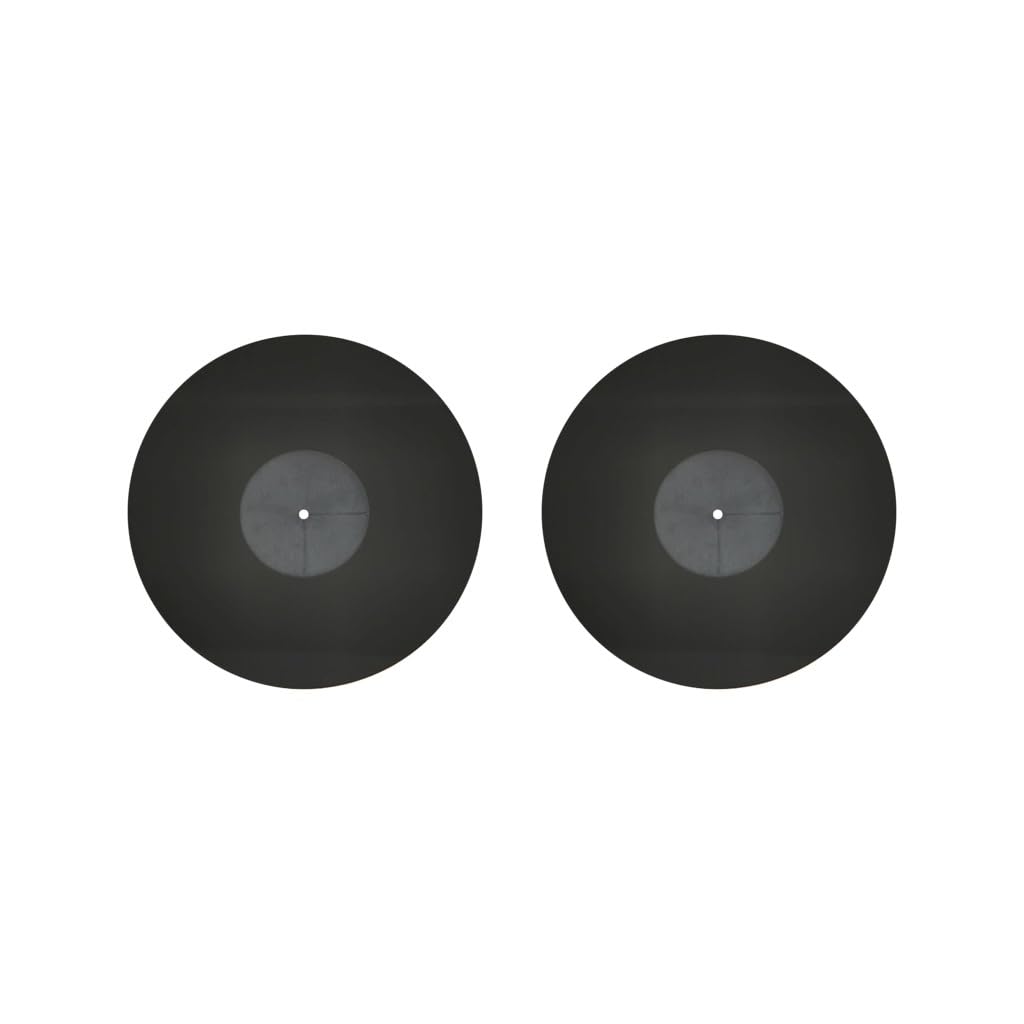 Set di 2 tappetini per giradischi in acrilico da 30,5 cm, per giradischi in vinile, nero, diametro: 29,5 cm