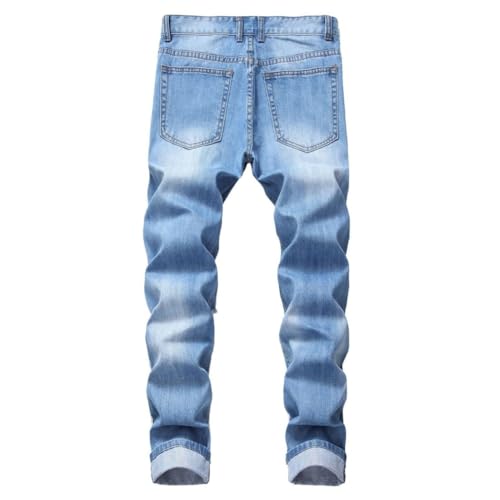 Men's Slim Fit Jeans Stretch Destroyed Ripped Skinny Jeans, Jeans Slim Fit Ripped Straight Leg Distressed Fashion Denim Pants2