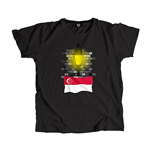 T-shirt Singapore Street Lamp Bricks haut mode streetwear imprimé briques