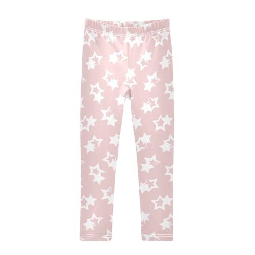 Pink Star Brush Girls Leggings,Workout Leggings for Girls Toddler Athletic Leggings Size for 3-10T