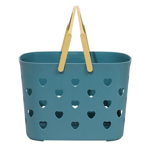 NiuLumea Cesta de plástico con asa, organizador de baño con diseño hueco, apilable, champú, acondicionador, limpiador, cebollas, patatas, latas, harina, azúcar, gris/azul/verde/rosa