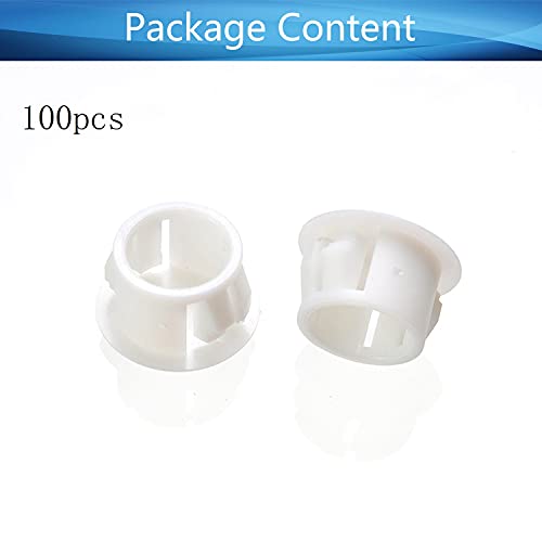 Image of Heyiarbeit 100pcs Hole Plugs 1 /2 inch / 13mm Nylon Plastic Round Snap in Type Locking Hole Tube Furniture Fencing Post Pipe Insert End Caps White Tone