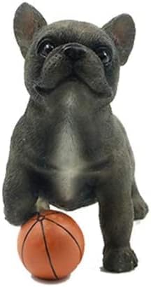 Miniatura 7 de Adornos de estatua de jardín para decoración al aire libre, adornos de estatua de bulldog francés, modelo de bulldog pateando una bola, simulación