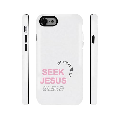 qizjio Christian Bible Verse Seek Jesus Phone Case, Shockproof Protective Cover for iPhone 7/8/SE