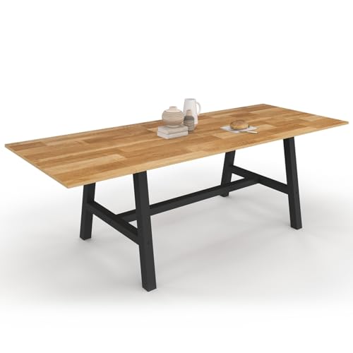 IDMarket - Table à Manger Extensible Rectangle Madeleine 6-12 Personnes Bois et métal Noir 160-240 cm
