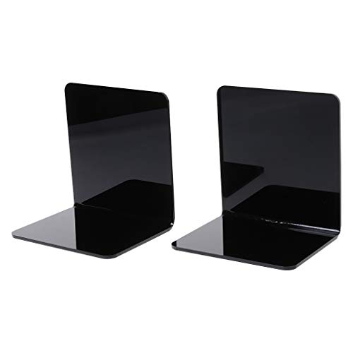 BASSK 2 Unids Acrílico Negro Sujetalibros en Forma de L Organizador de...