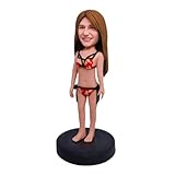 Beach Beauty Bobblehead Handcrafted Clay Sculpture Custom Bikini Woman Standing Pose Personalized from Your Photo Elegant Gift for Women Wife Girlfriend Mother Summer Home Decor