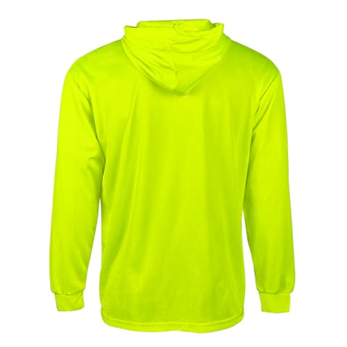 Hi Vis Safety Hoodie, High Visibility Shirts for Men, Long Sleeve, Construction Work Shirts with Sun Protective Hood - Image 4