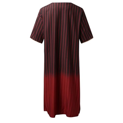 Lu's Chic Men's V Neck Kaftan Fall Long Robe Boho Spring Shirt Soft Summer Casual Split Thin 3/4 Sleeve Blouse2