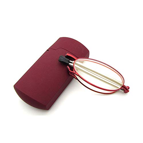 Blaulichtfilter Mini Lesebrille Faltbar Klappbar für Herren Damen +2.0 Metallrahmen Kompakte Leichte Brillen UV400 Anti-Müdigkeit Gläser mit Pocket Etui Cover