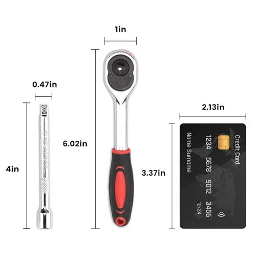 Egofine 12pcs 1/4 Inch Mini Ratchet Socket Wrench Set, Drive Socket Set with 10 Sockets (4-13mm) and 2 Way Quick Released Ratchet Handle and Extension Bar