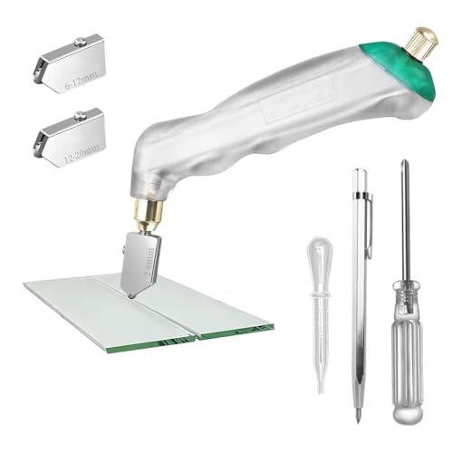 Image of Serplex 6PCS Glass Cutter Pistol Grip (2mm-20mm), Ergonomic Handle Tungsten Carbide Glass Cutting Tool with Built-In Oil Reservoir for Cutting Glass Tiles Mirror Mosaic Window - Multicolor