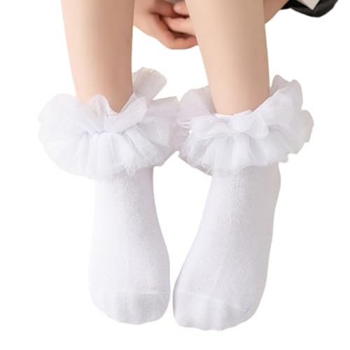 Pack Of 1 Pair Lace Socks For Girls Aged 1 To 10+ Years Soft Breathable Cotton Hosiery Comfortable Dancing Elastic School