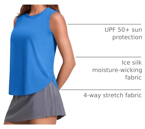 Image of PINSPARK Workout Tank Tops Woman Ice Silk UPF 50+ Athletic Yoga Shirts