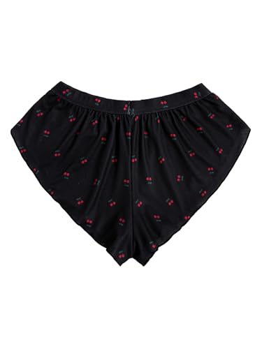 Image of MakeMeChic Women's Pajama Bottoms Floral Print Tie Front Micro Short Side Slit Summer Lounge Shorts