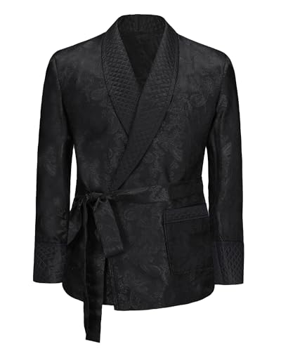 Men's Floral Smoking Jacket with Belt