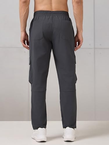 Image of TECHNOSPORT Men's Regular Fit Active Out Cargo Track Pants with UPF50+, Quick Dry for Gym, Sports & Regular Use