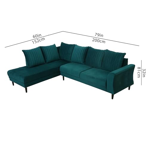 Image of Gratly LHS 4 Seater L Shape Sofa Set for Living Room (Pine Colour) Premium Fabric Sofa