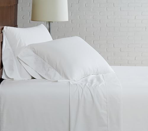 Image of CANNON - Solid Percale 3 Piece Twin Sheet and Pillowcase Set - White