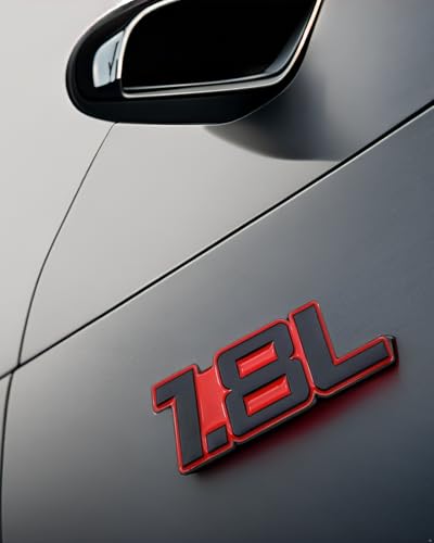 Image of 1.8L Metal Car Emblem Logo, Car Emblems 3D Badge Decal Car Truck Replacement Compatible with Universal Vehicle, Car, Truck, SUV (Red /Black)