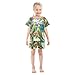 senya Parrots on The Beach Summer Pajamas Set Short Cotton Sleepwear 2 Piece Multicolor