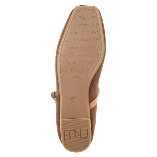 Image of MUSSHOE Square Toe Mary Jane Flats for Women: Comfortable Non-Slip Dressy Business Casual Shoes with Adjustable Strap for Office Work