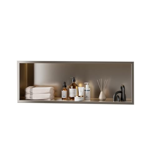 Niche de douche encastrée étagère grise de 90cm pour ranger les shampoings de la famille