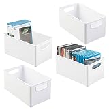 mDesign rangement DVD (lot de 4) – caisse de rangement pratique pour DVD, CD et jeux vidéo – rangement CD empilable – blanc