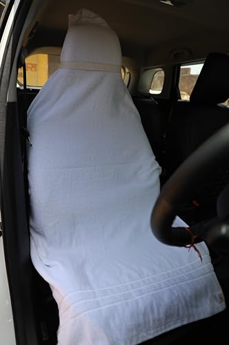 Image of ROMAN HOME 100% Superfine Cotton Solid Large Luxury Office Chair Towel with Tie Knot 450 GSM - (Pack of 1) Original Product AS PER Picture Shown (1, car White, Medium)